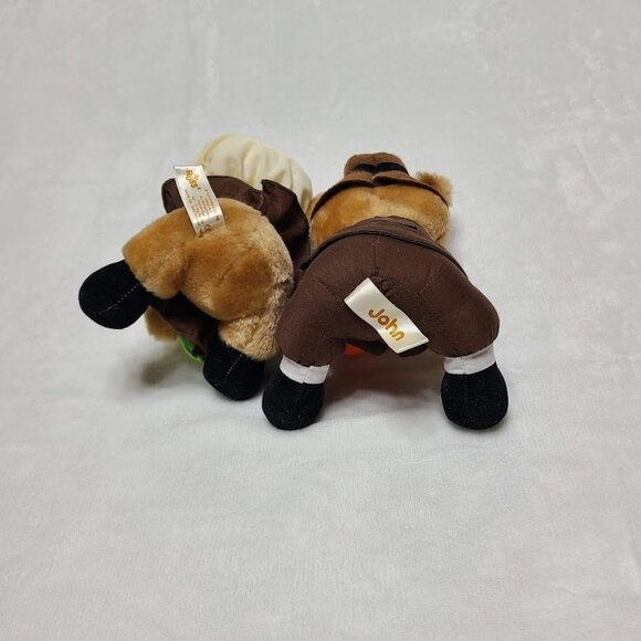 Vintage Russ Berrie Thanksgiving Pilgrim Bear Set Priscilla John Plush Dolls 8" - Picture 10 of 10